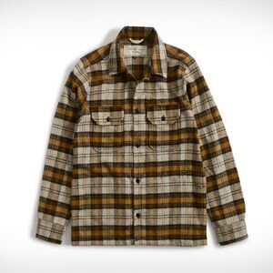Rogue Territory Plaid Infantry Flannel Shirt Jacket in Golden Brown XL